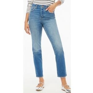 J. Crew Button Fly High Rise Straight Leg Jeans Blue Fleur Wash Blue 25 / 0